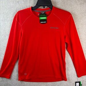 Bauer Youth M MEDIUM Red Long Sleeve Training T Shirt Jersey Hockey Apparel NEW